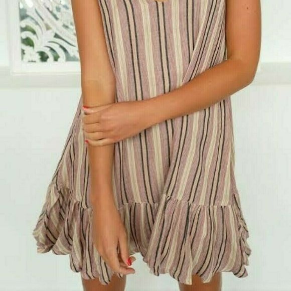 TIGERLILY Tami Cotton Stripe Ruffle Mini Slip Dress NWT RRP$129 - Picture 9 of 11